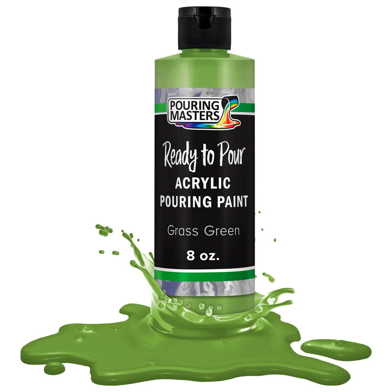 Pouring Masters Grass Green Ready to Pour Acrylic Pouring Paint - Premium 8-Ounce Pre-Mixed Fluid Acrylic Paint - Fluid Art Supplies for Canvas, Wood, Paper, Tile & Rocks